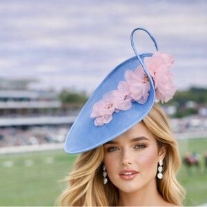 Elegant Blue and Pink Floral Fascinator